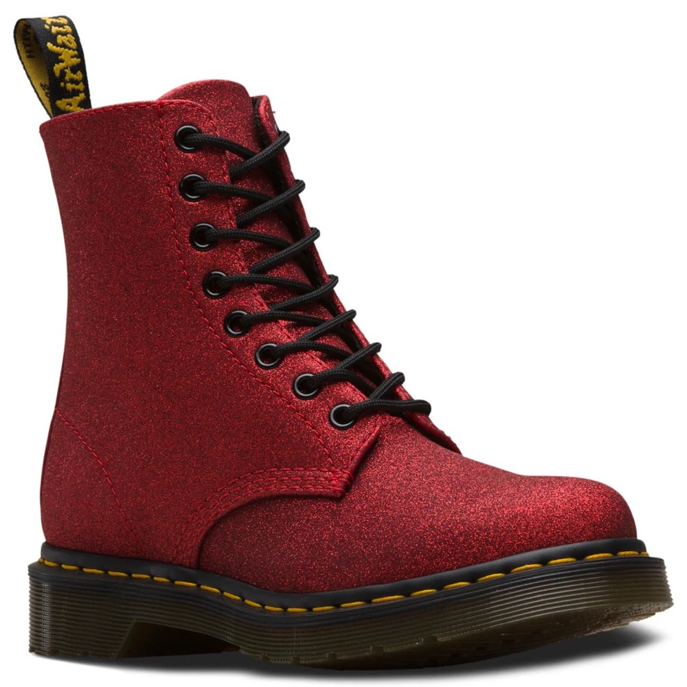 “Dr Martens 1460 Red Glitter Combat Boots Women’s 7 “